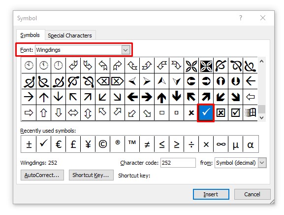 Cara membuat simbol ceklis di word