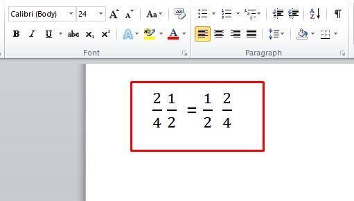 bilangan pecahan di microsoft word