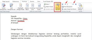 hasil mail merge di word