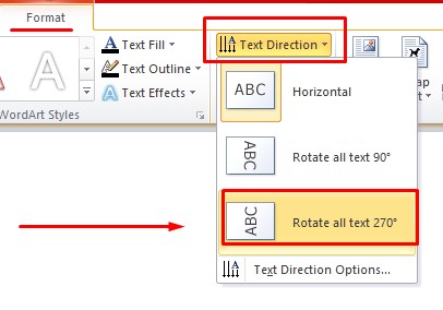 tulisan vertikal di word 2010