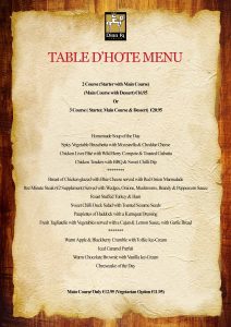 contoh menu table d'hote