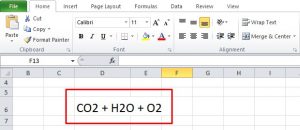 Cara membuat pangkat bawah di excel