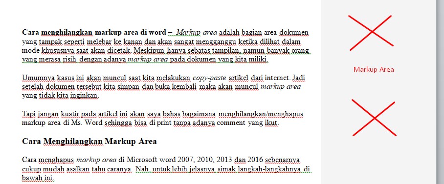 Cara menghilangkan markup area