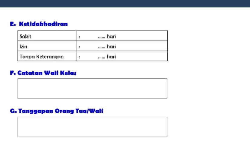 Catatan Wali Kelas Di Raport Paud