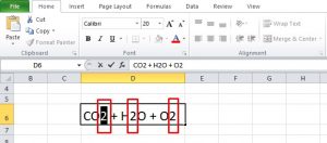 Membuat pangkat bawah di excel