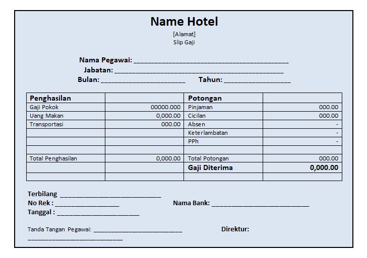 Download format slip gaji karyawan hotel