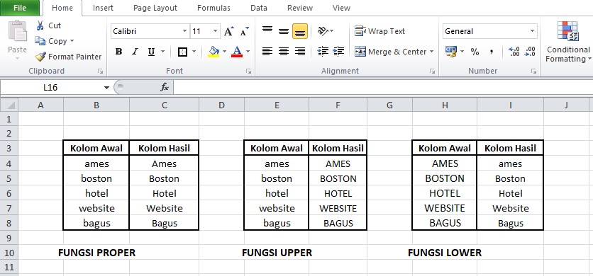 Cara merubah huruf di excel