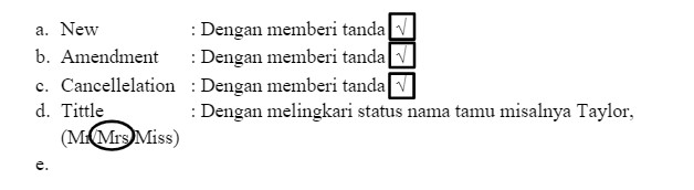 Cara Penulisan Pemesanan Kamar