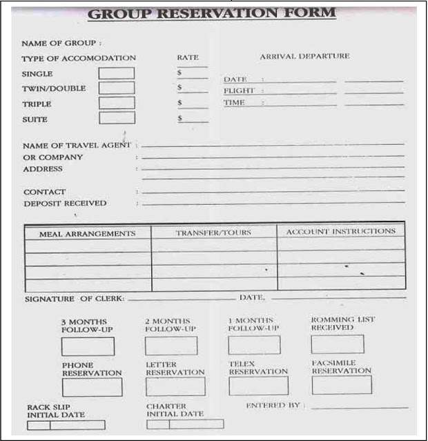 Contoh Group Reservation Form