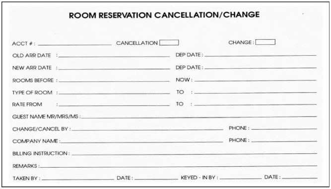 Room Reservation Cancellation atau Change Form