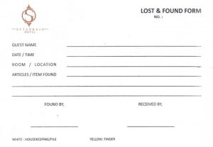 Contoh Form Lost and Found Hotel Sutanraja