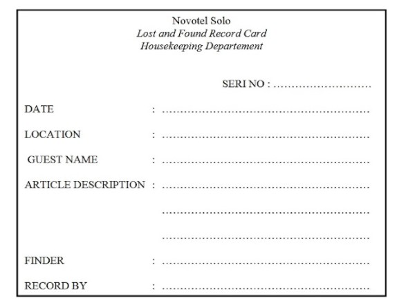 Contoh Form Lost and Found 