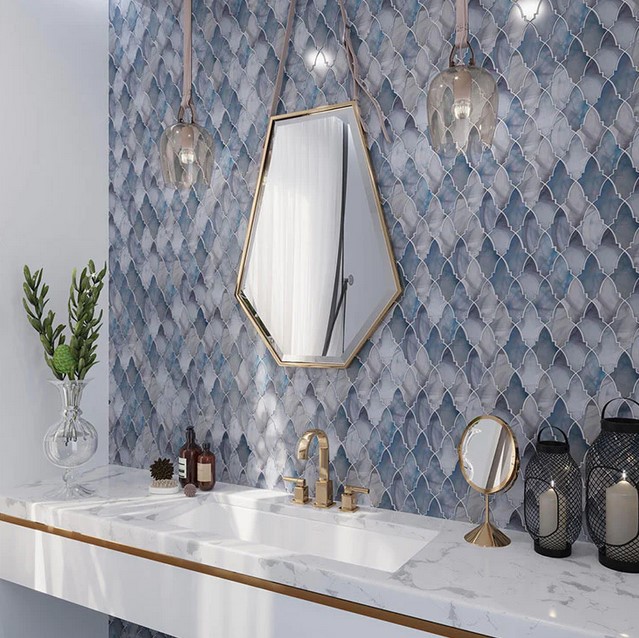 Desain Dinding Cafe Kekinian Tiles Mosaic Kaca